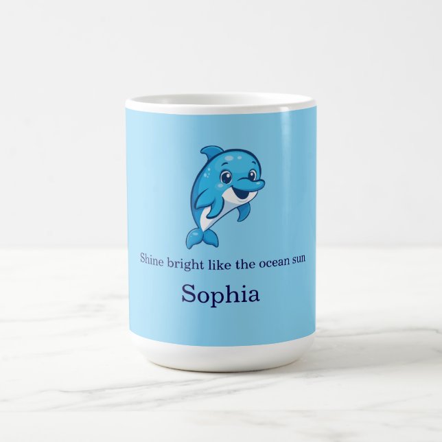 Mug Dauphin bleu mignon et heureux dessin animé créatu (Centre)