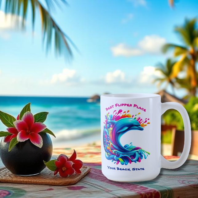 Mug Dauphin coloré (Colorful Dolphin Splash-Fisherman Core-Dopamine Dressing-Summer Mug-Beach Mug)