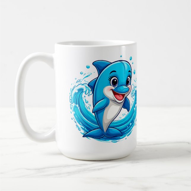 Mug Dauphin de dessin animé mignon éclaboussant dans l (Gauche)