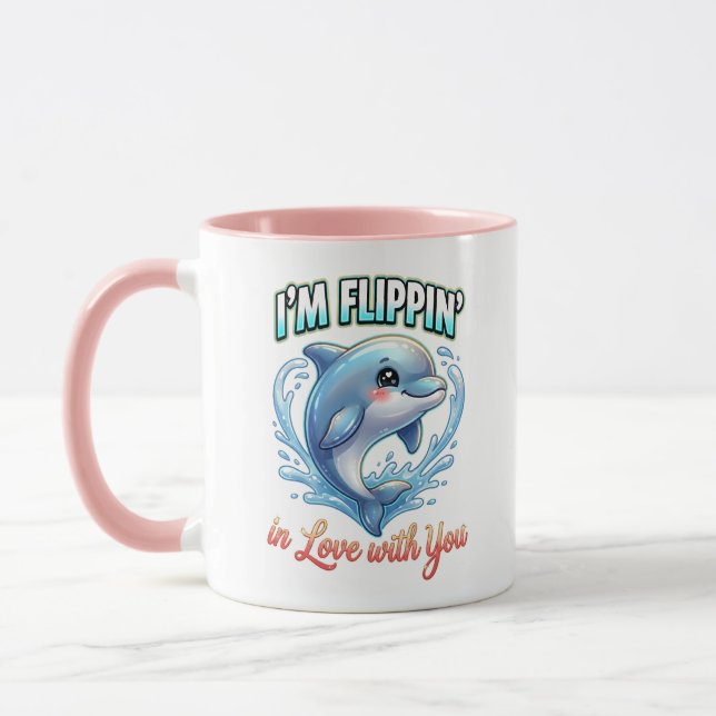 Mug Dauphin de la Saint-Valentin mignon – Je suis foll (Gauche)