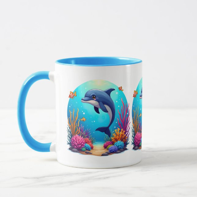 Mug Dauphin géant dans le récif corallien vibrant (Gauche)