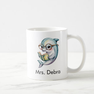 Mug Dauphin Mignon Lisant un Livre Personnalisé