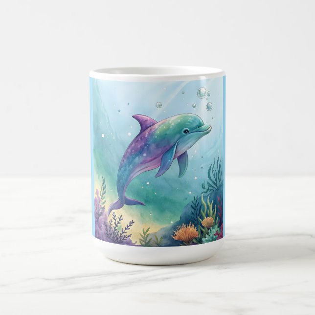 Mug Dauphin peint à l'aquarelle (Centre)