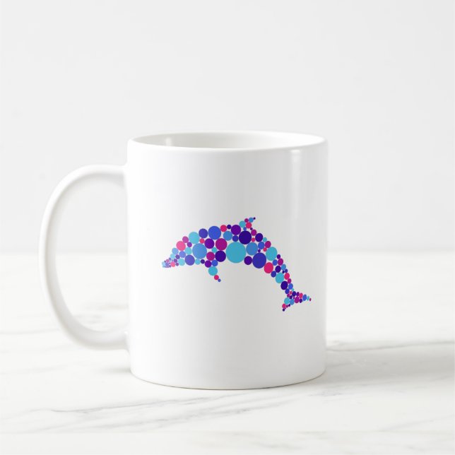 Mug Dauphin Point Coloré Animal Marin Abstrait (Gauche)