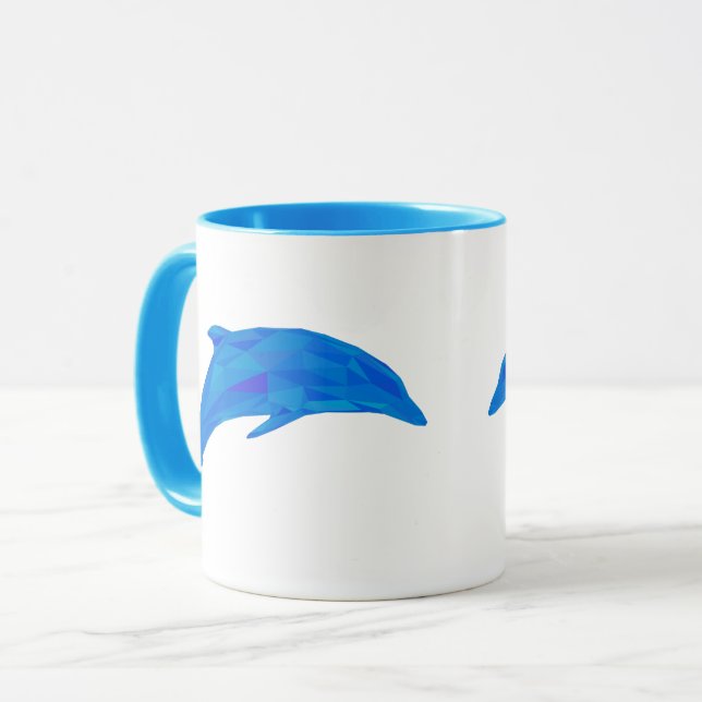 Mug Dauphin qui saute en lowpoly (Devant gauche)