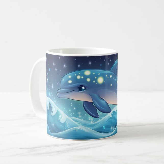 Mug dauphin Style de dessin animé vibrant Mignon Café  (Devant gauche)