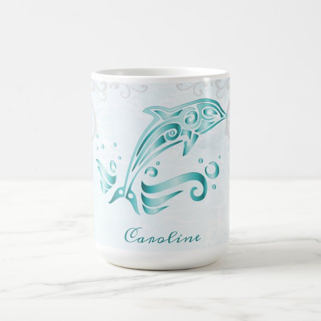 Mug Dauphin turquoise Boug de café personnalisé (Centre)