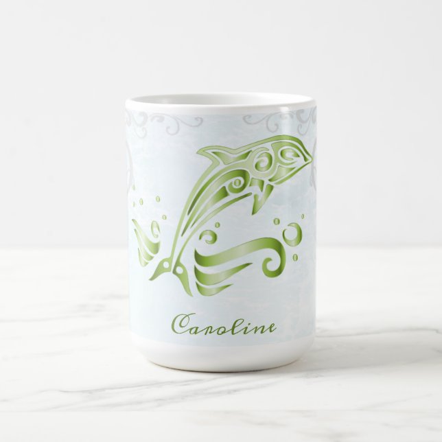 Mug Dauphin vert Bouge de café personnalisée (Centre)