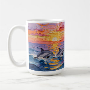 Mug Dauphins Impasto et vagues océaniques