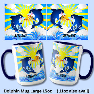 Mug Dauphins & Soleil Personnaliser Ajouter Votre Nom 