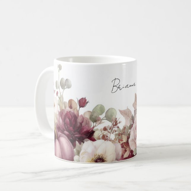 Mug d'automne avec Citrouilles et fleurs (Devant gauche)