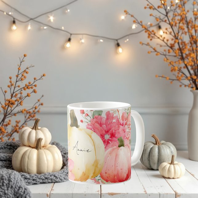 Mug d'automne avec Citrouilles et fleurs (Créateur téléchargé)