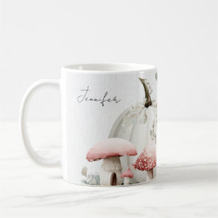 Mug d'automne avec Citrouilles roses et fleurs