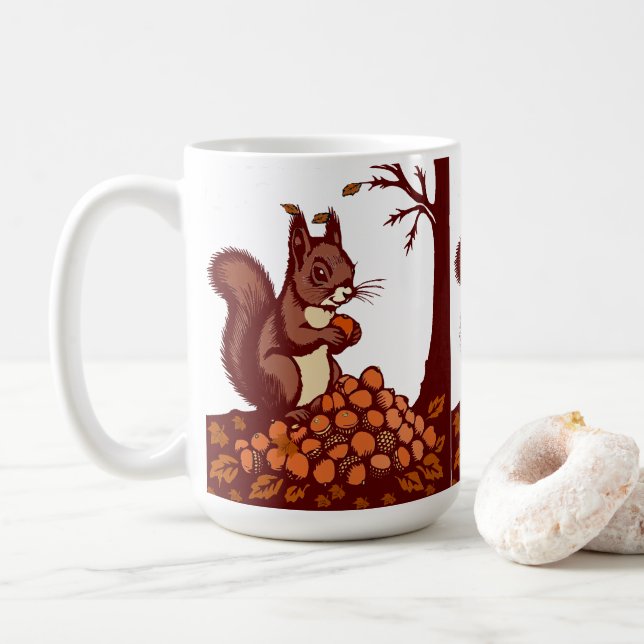 Mug d'Automne Écureuil Cosy et Récolte de Saison (Avec donut)