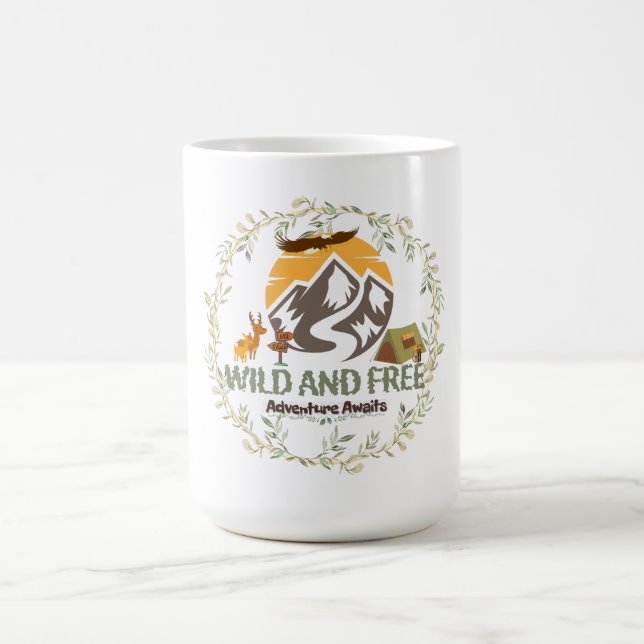 🌲 Mug d'aventure sauvage et libre - Commencez vot (Centre)