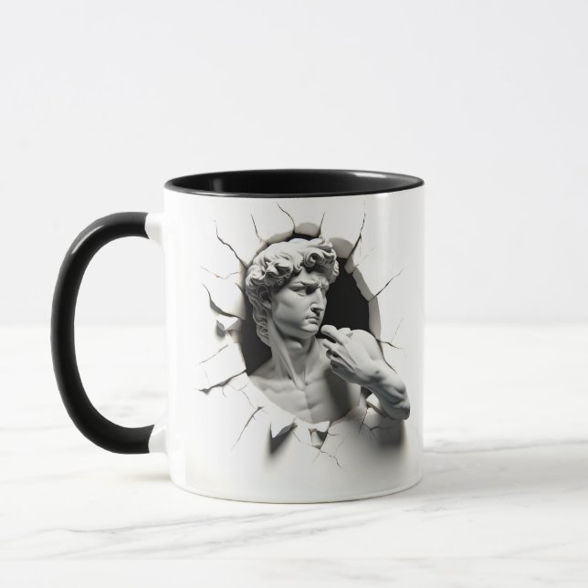 Mug David 3D de Michelangelo regarde hors du trou (Gauche)