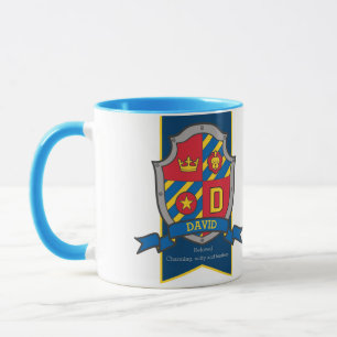 Mug David chevalier bouclier rouge nom bleu signifiant