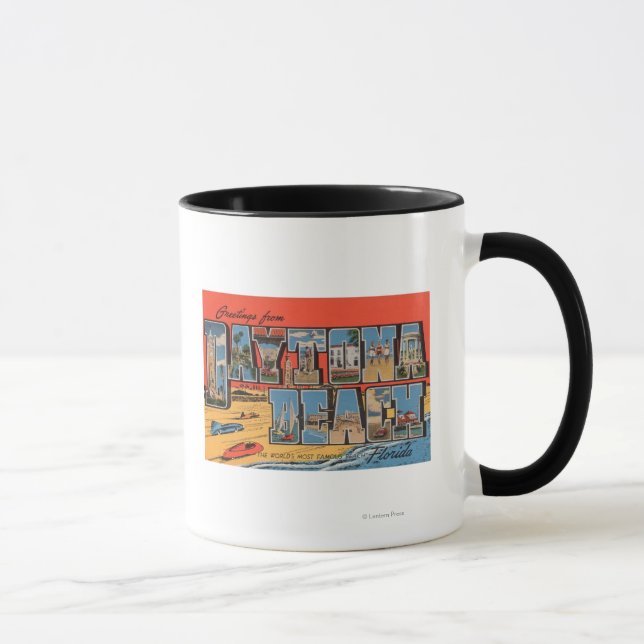 Mug Daytona Beach, Floride - Grandes Lettres Scènes (Droite)