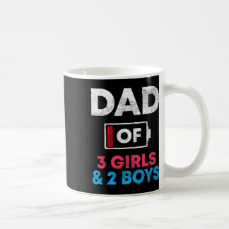 Mug De 3 Filles Et 2 Garçons Batterie Faible Papa Père