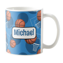 Mug de basketball bleu personnalisé