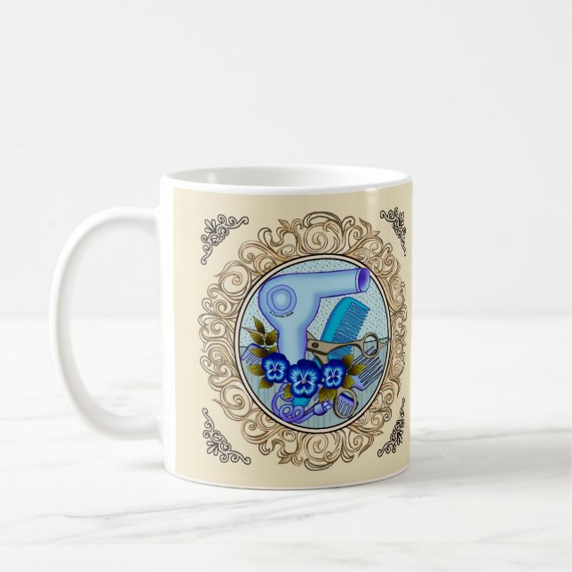 Mug de beautician Fancy Blue Pansy (Gauche)