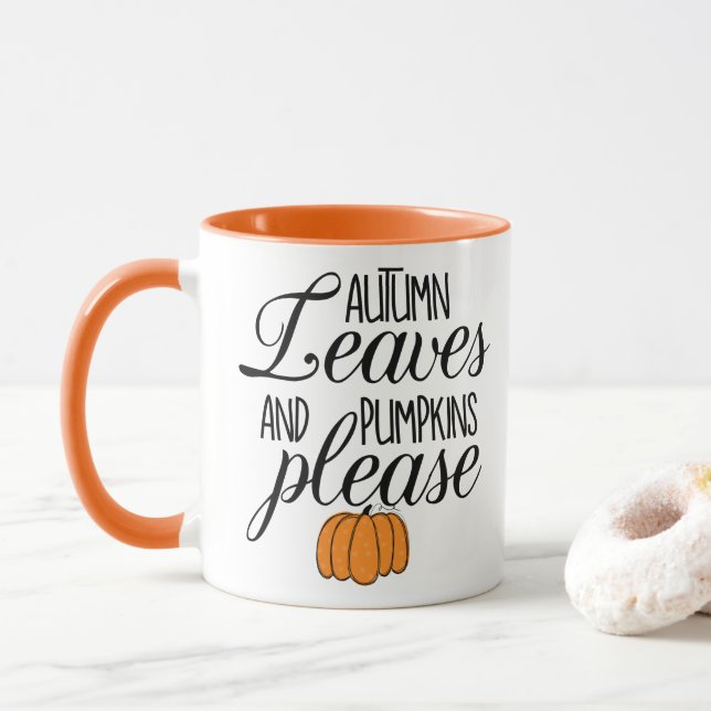 Mug De Belles Feuilles D'Automne Et Des Citrouilles S' (Avec donut)