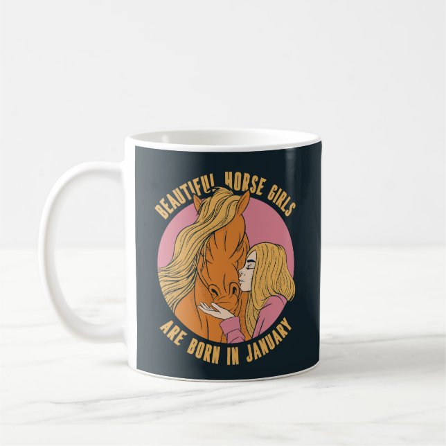MUG DE BELLES FILLES CHEVAUX SONT NÉES EN JANVIER (Gauche)