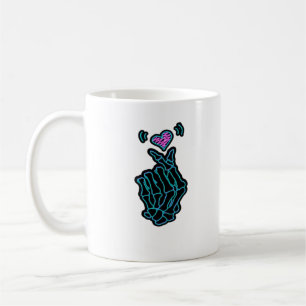 Mug De Belles Mains De Squelette Avec Un Signal Coeur 