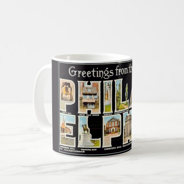 Mug de bienvenue vintage de Philadelphie (Devant gauche)