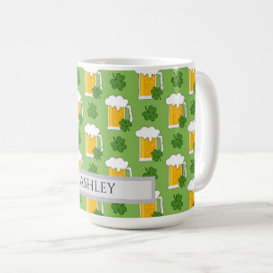 Mug de bière irlandaise avec Shamrock Clover   Per