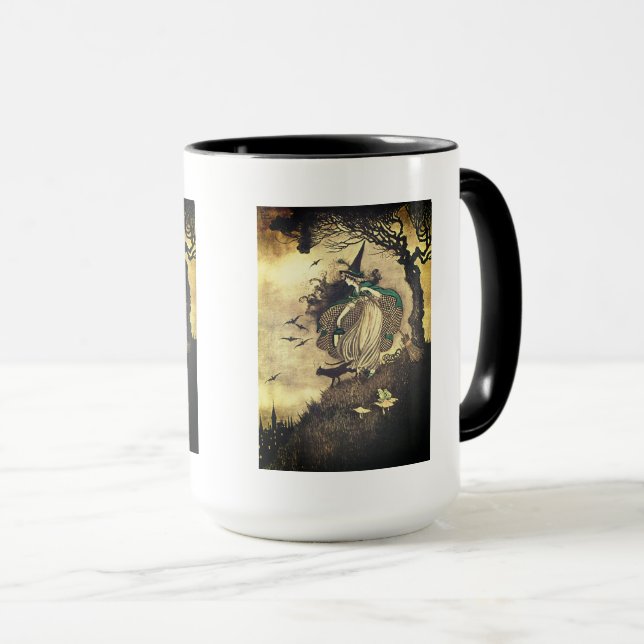 Mug de boisson vintage Halloween sorcière (Devant droit)