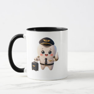 Mug de café à deux tons avec un pilote dent mignon