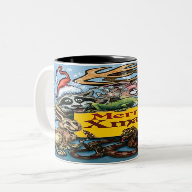 Mug de café à deux tons de Noël animal (Devant gauche)