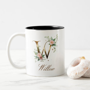 Mug de café à deux tons en or luxueux avec initial