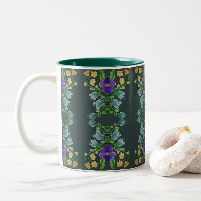 Mug de café à fleurs du concepteur (Avec donut)