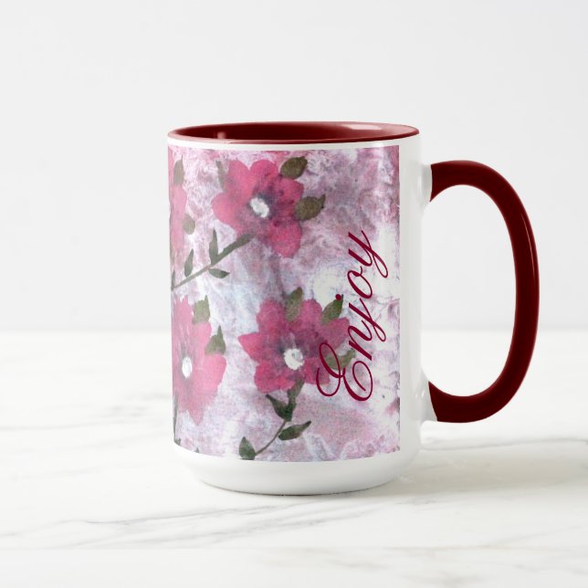 Mug de café à fleurs magenta (Droite)