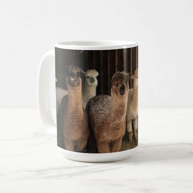 Mug de café - Alpacas dans la neige (Devant gauche)
