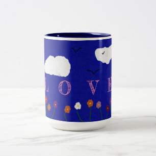 MUG DE CAFÉ AMOUR EXTÉRIEUR BLEU, 15oz
