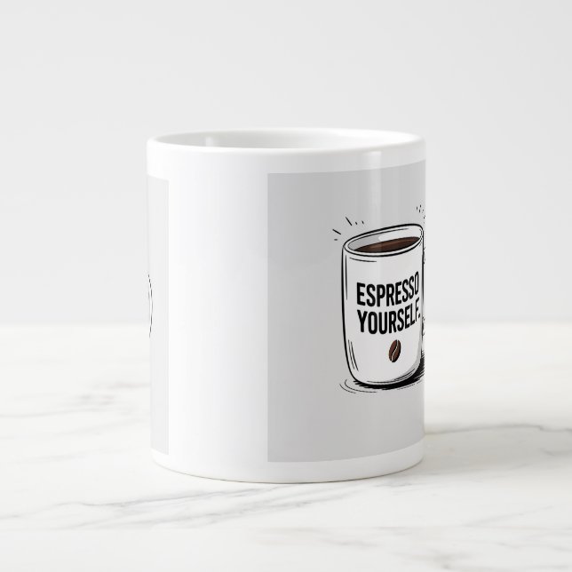 Mug de café amusant - Citation "Espresso Yourself" (Devant)