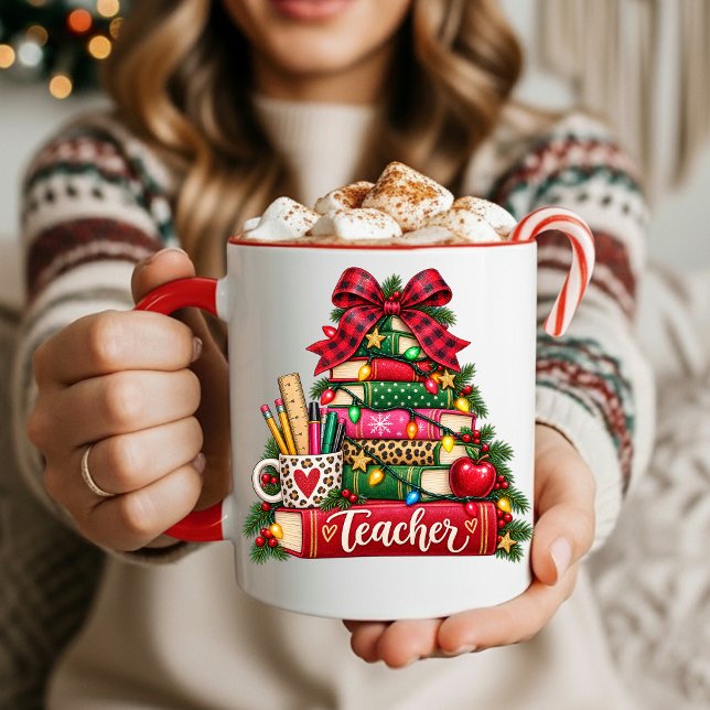 Mug de café Arbre de Noël Enseignant (School Teacher Christmas Tree Coffee Mug)
