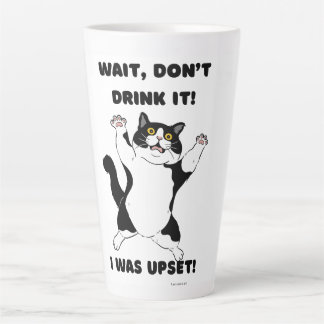 Mug de café au chat amusant - "Attends, ne bois pa