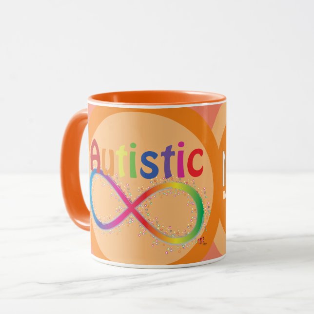 Mug de café Autistic Rainbow Infinity (Devant gauche)