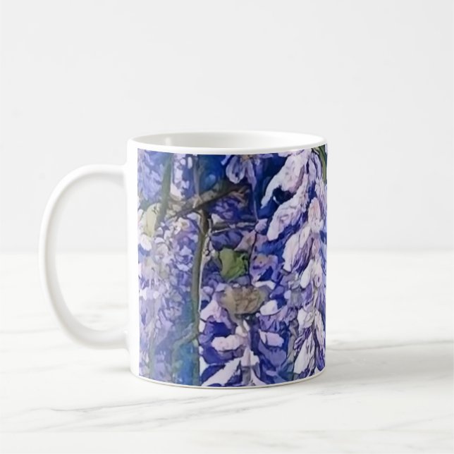 Mug de café avec Fleur de Wisteria Design (Gauche)