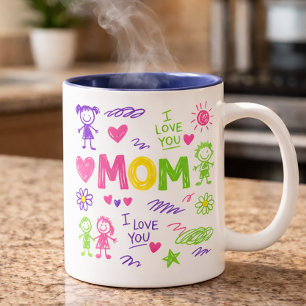 Mug de café avec gribouillis d'enfant mignon pour 