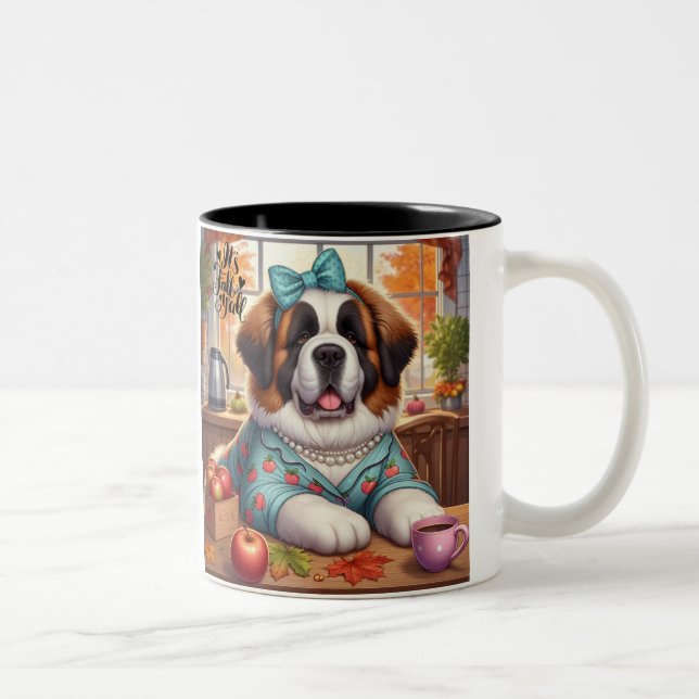 Mug de café avec l'automne St Bernard art (Droit)