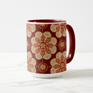 Mug de café avec médaillons ocher sur vin