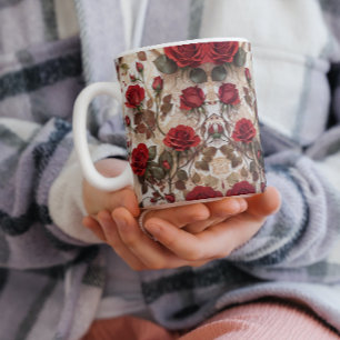 Mug de café avec Rose rouge