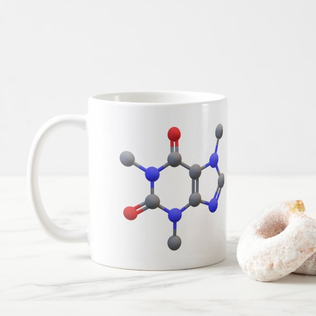 Mug de café avec structure moléculaire 3D de caféi (Avec donut)