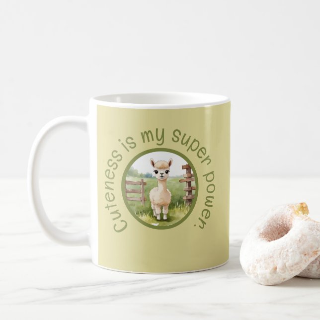 Mug de café avec un bébé alpaca mignon (Avec donut)