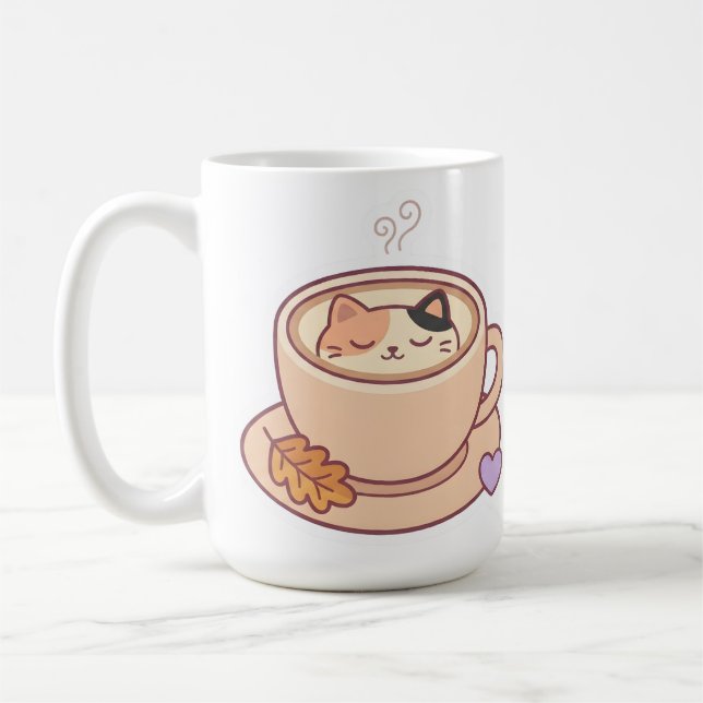Mug de café avec un chat mignon Kawaii  (Gauche)